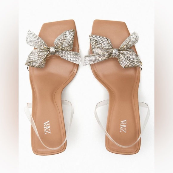 Zara Shoes - Zara Sparkle Bow Trim Heeled Sandals